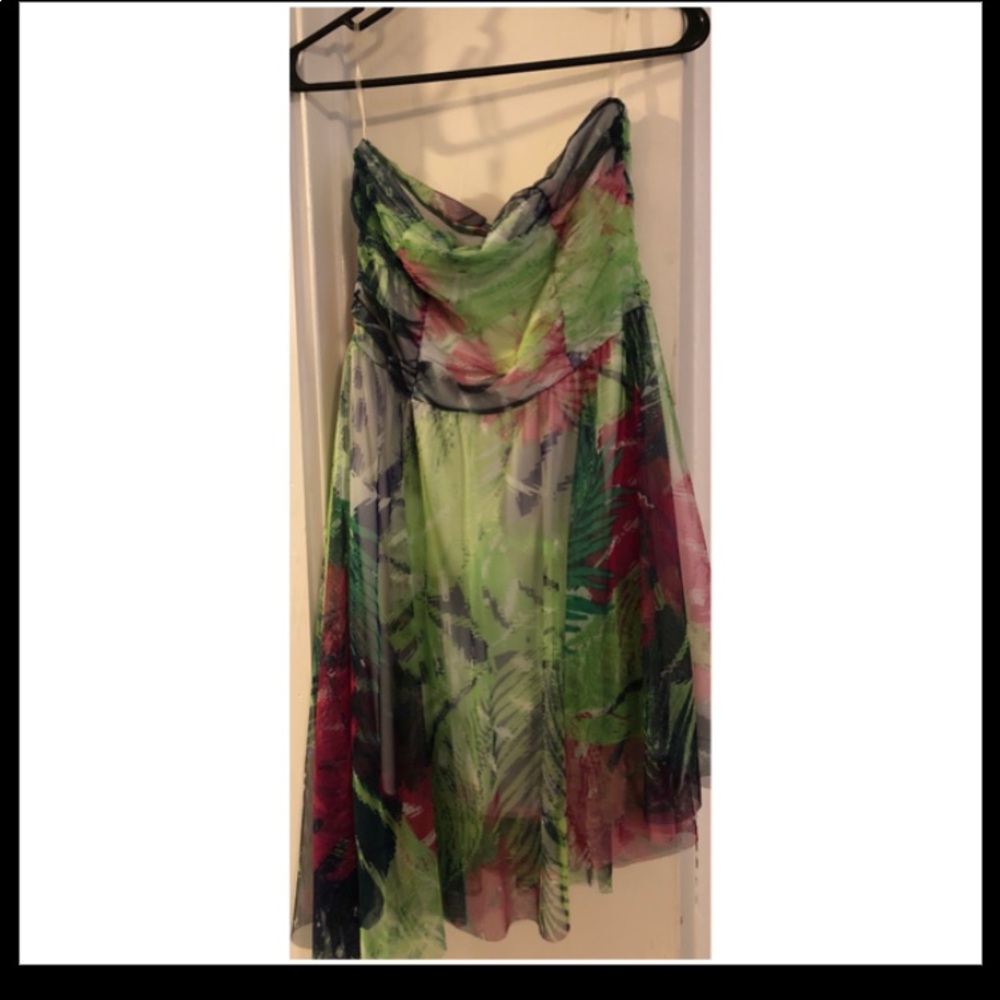 Strapless tropical dress